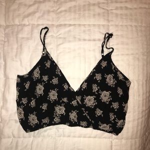 Floral Black Crop Top
